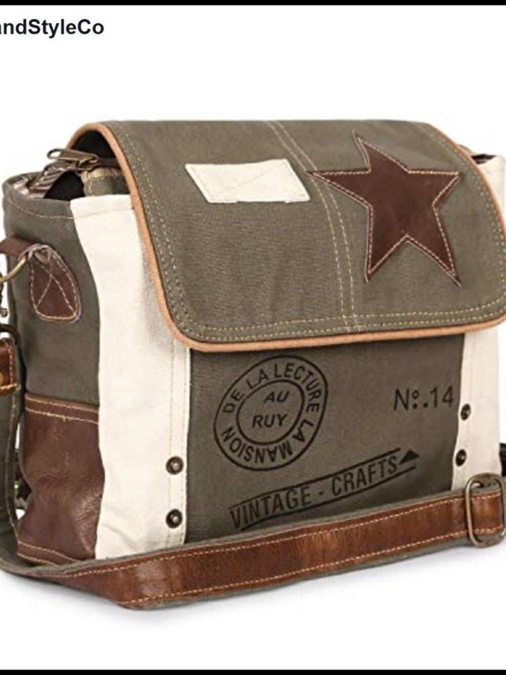 Canvas Messenger Bag Unisex Crossbody Leather Flap Travel Work